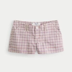 Hollister Women's Checkered Shorts - Pink and Cream